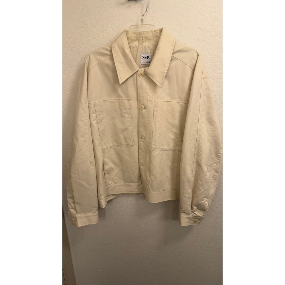 Everlane The Chore Jacket Mens Off White Bone Cotton Twill Workwear Coat Large